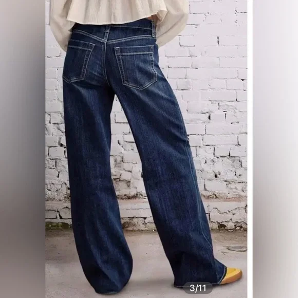Flamingals Wash Seam Front Mid Rise Straight Leg Jeans Size Large NWT - Picture 3 of 13